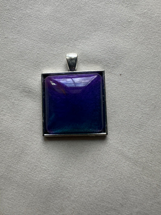 Deep Ocean Square Resin Necklace