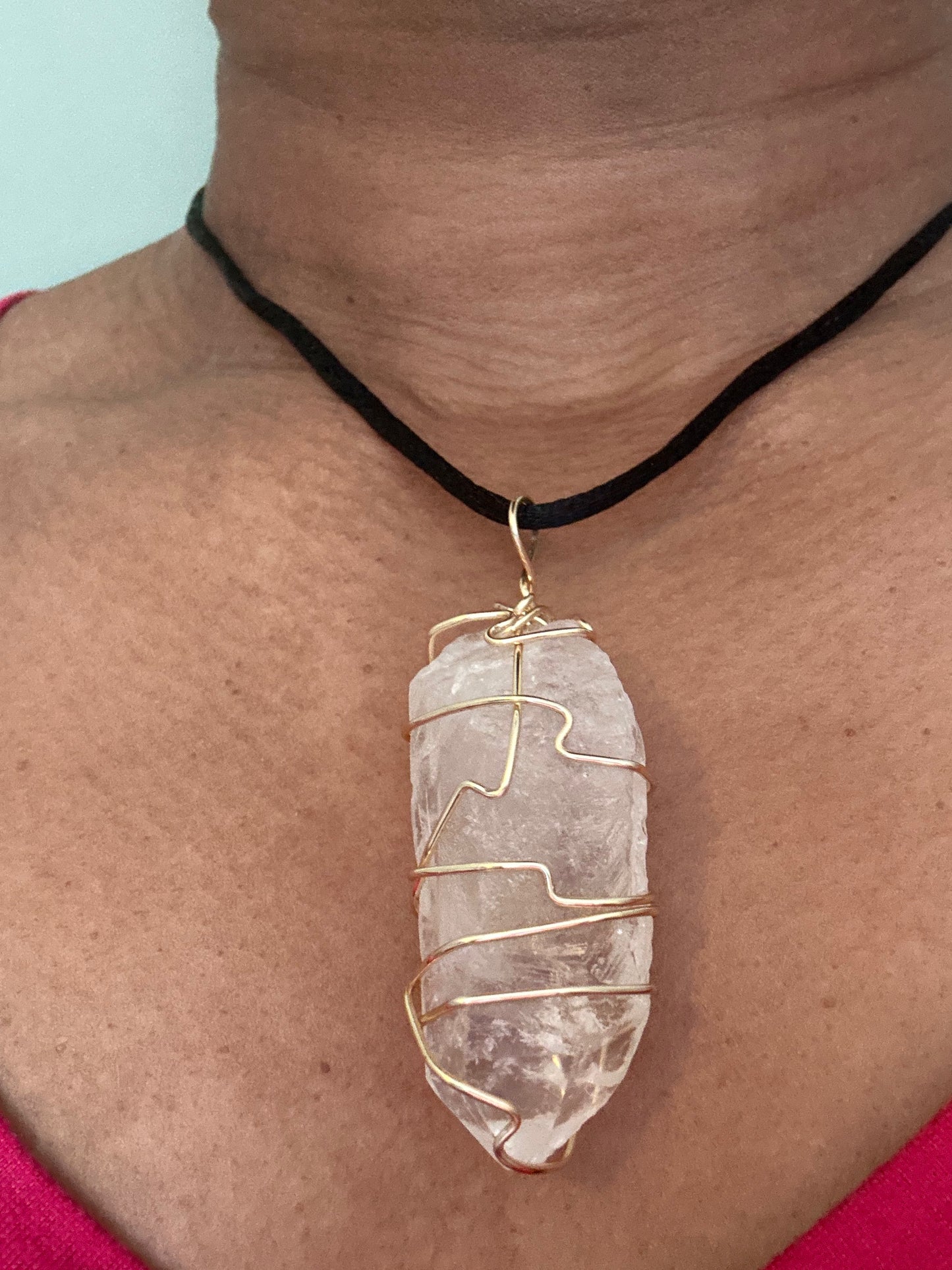 Ancient Wisdom: Raw Lemurian Clear Quartz Wire-Wrapped Necklace