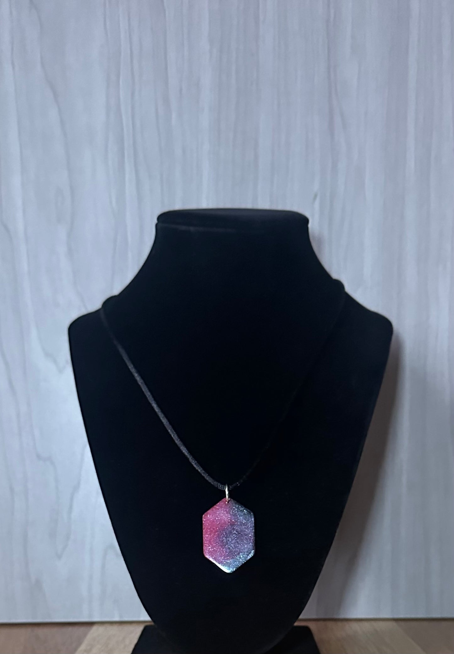 Cosmic Hexagon Resin Necklace
