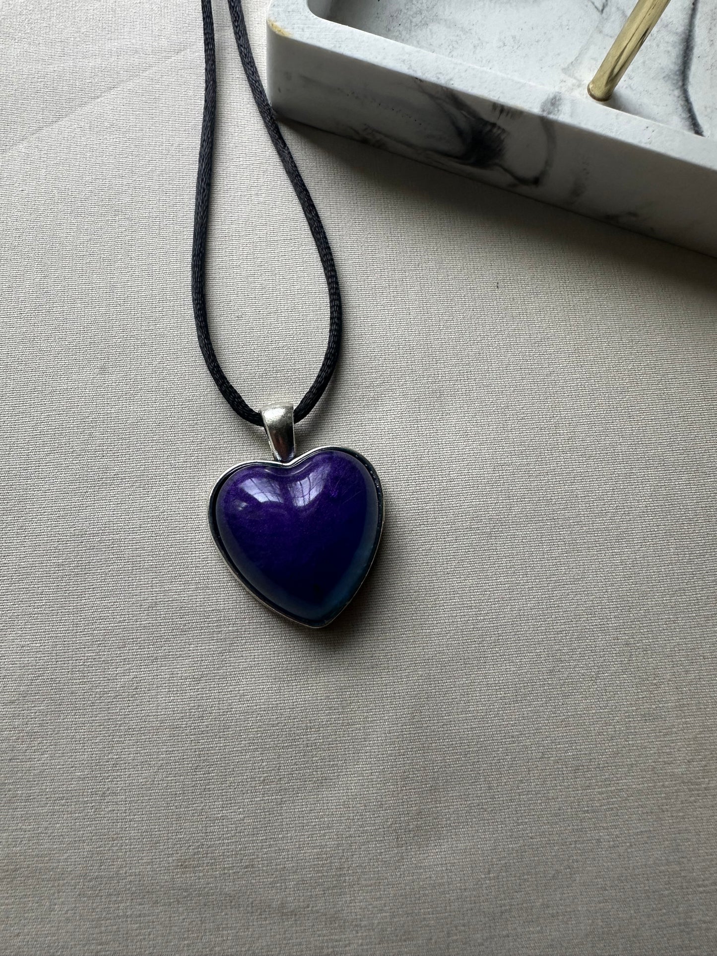 Deep Ocean Heart Resin Necklace