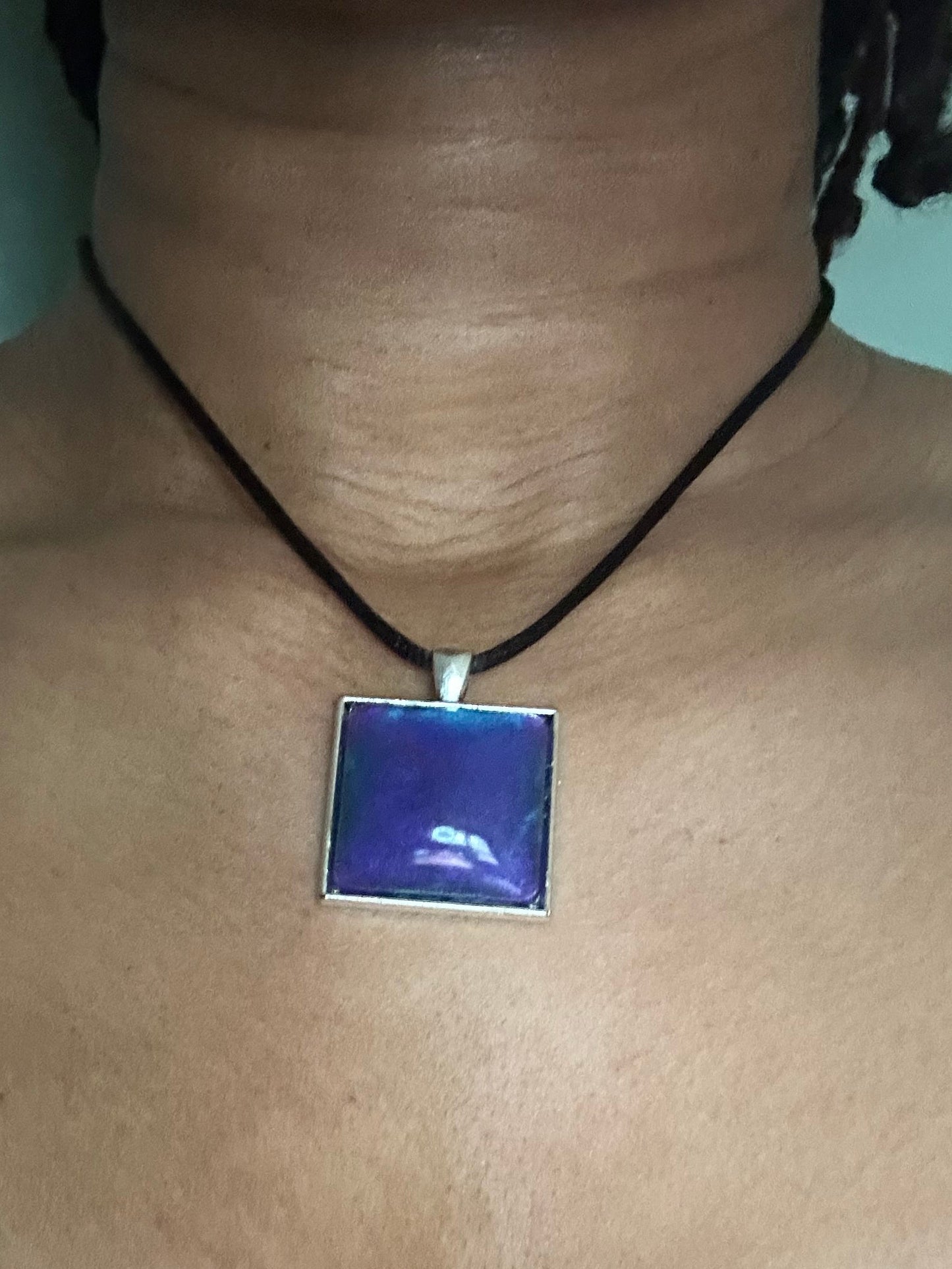 Deep Ocean Square Resin Necklace