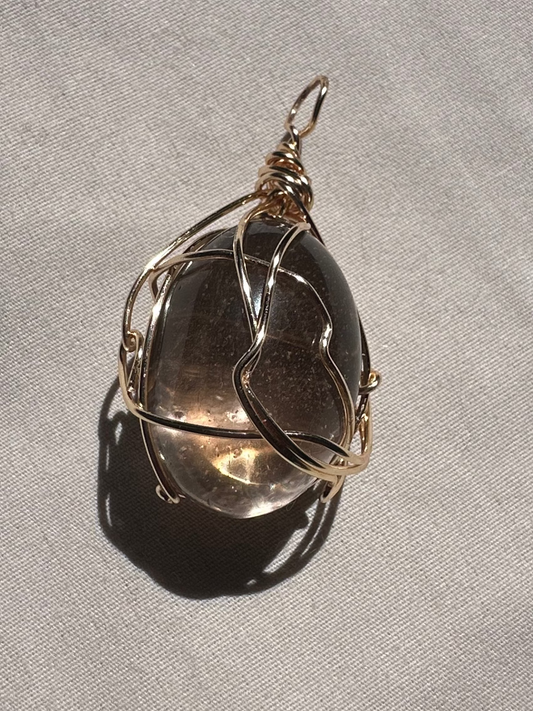 The Anchor Pendant: Tumbled Smoky Quartz Necklace