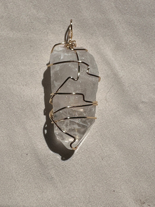 Ancient Wisdom: Raw Lemurian Clear Quartz Wire-Wrapped Necklace