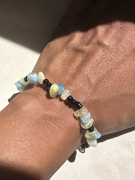 The Alchemist: Raw Citrine & Aquamarine Intention Bracelet