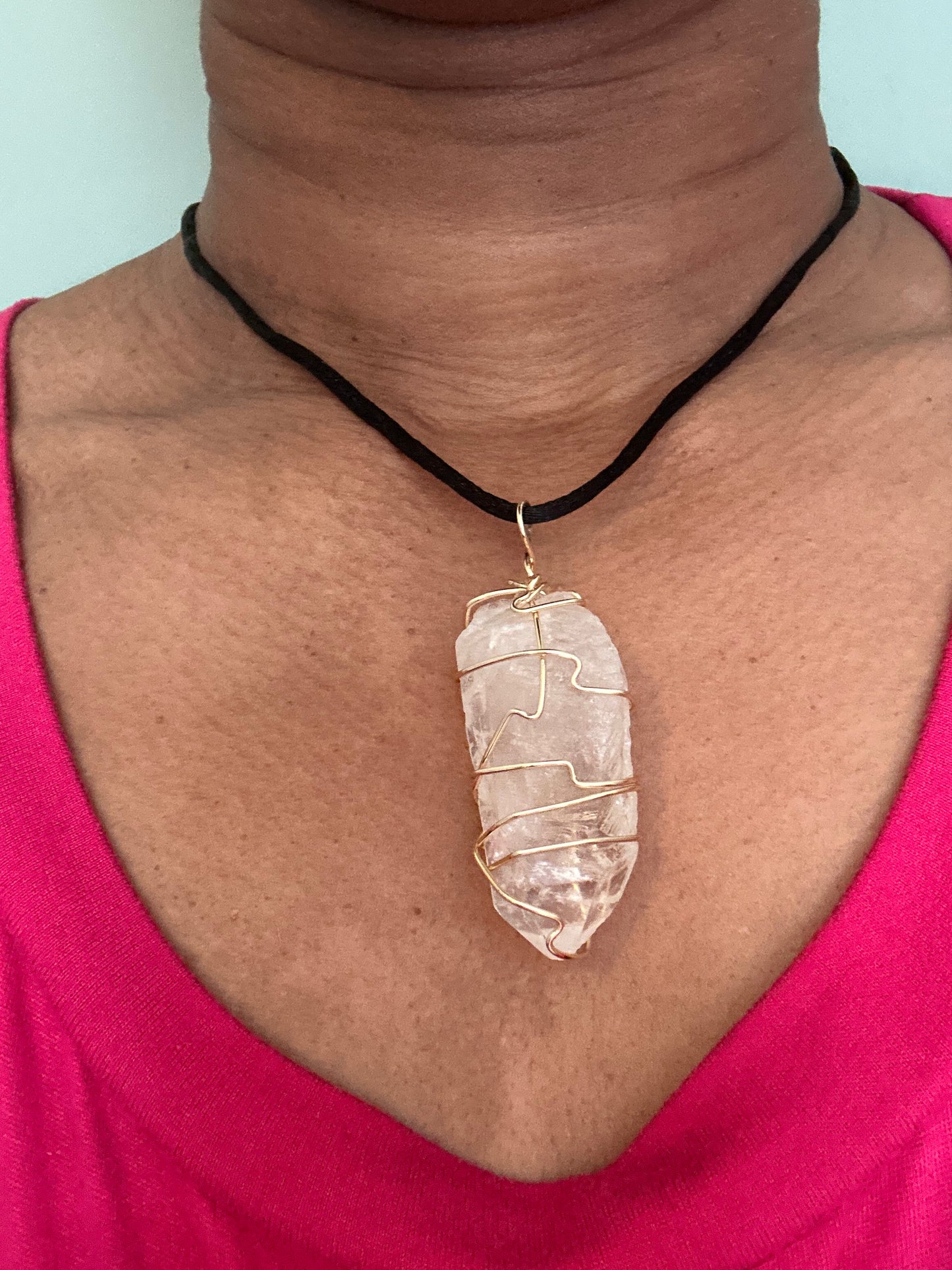 Ancient Wisdom: Raw Lemurian Clear Quartz Wire-Wrapped Necklace